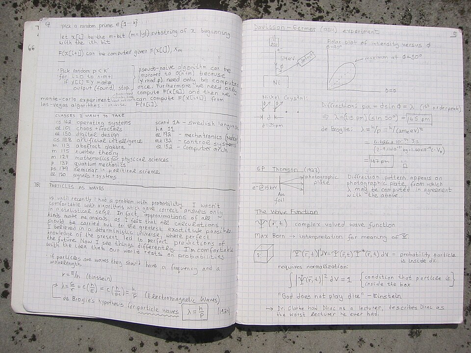手書きのメモと計算式で埋まったノート