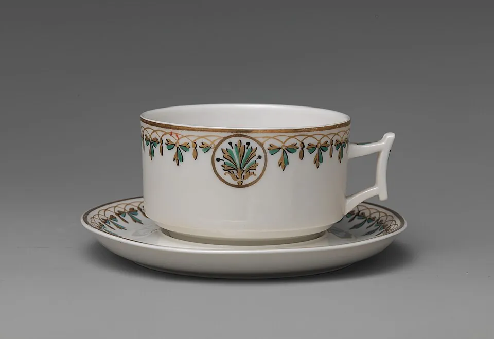 American; Coffee cup and saucer; Ceramics